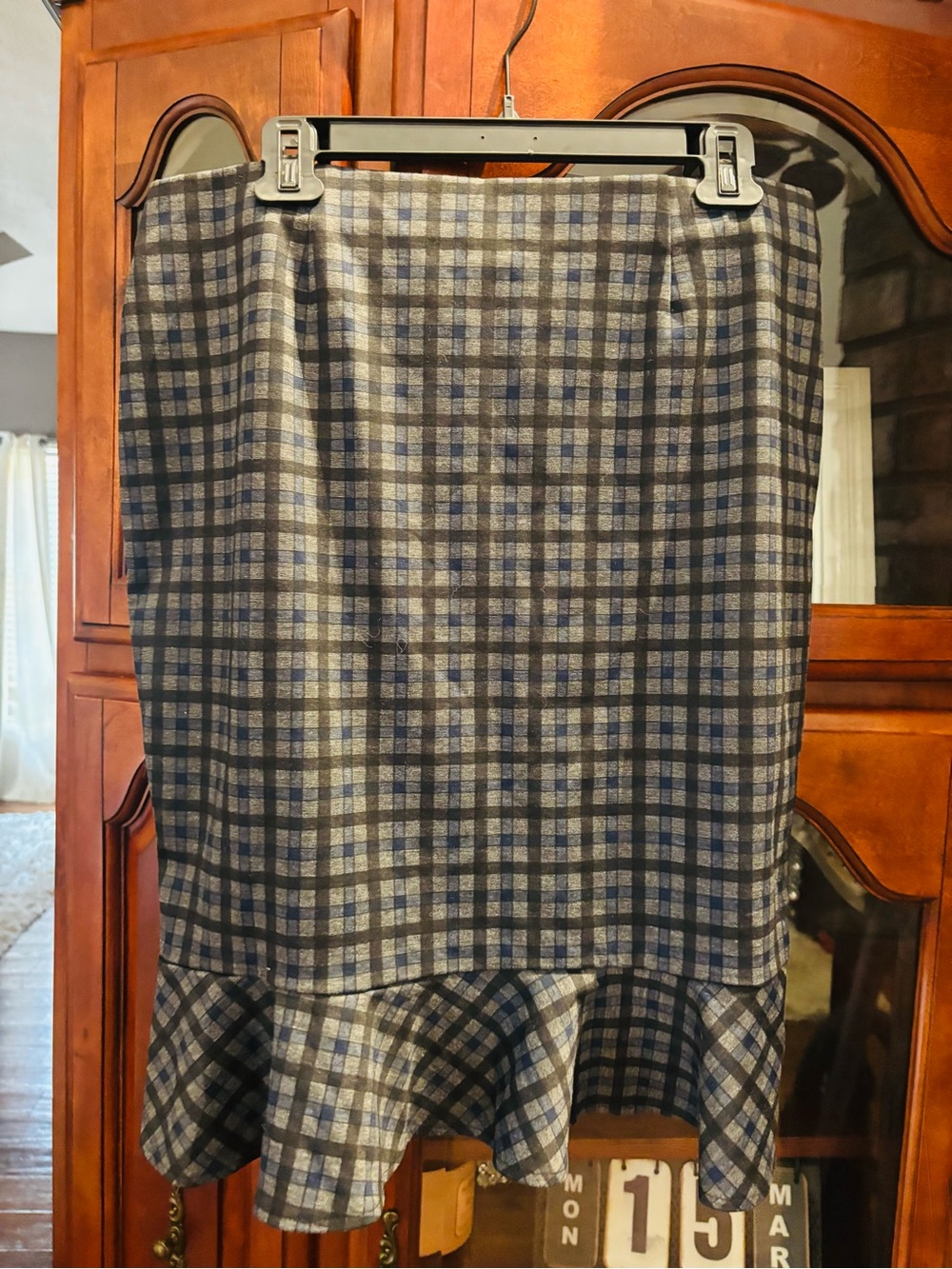 Ruffled plaid Pencil Skirt Midi
